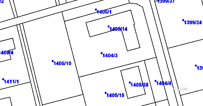 Parcela st. 1404/3 v KÚ Kylešovice, Katastrální mapa