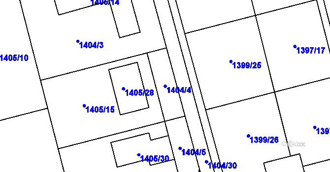 Parcela st. 1404/4 v KÚ Kylešovice, Katastrální mapa