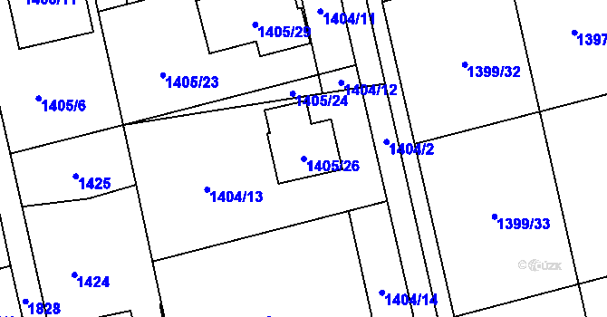Parcela st. 1405/26 v KÚ Kylešovice, Katastrální mapa