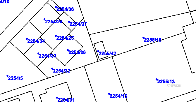 Parcela st. 2255/42 v KÚ Kylešovice, Katastrální mapa