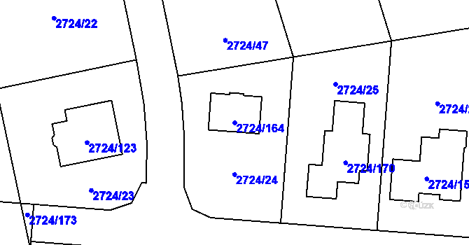 Parcela st. 2724/164 v KÚ Kylešovice, Katastrální mapa