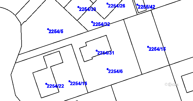 Parcela st. 2254/31 v KÚ Kylešovice, Katastrální mapa