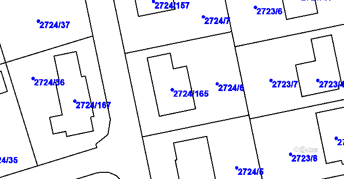 Parcela st. 2724/165 v KÚ Kylešovice, Katastrální mapa