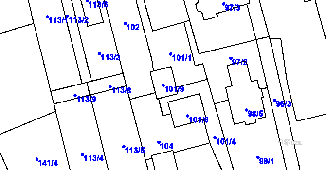 Parcela st. 101/9 v KÚ Kylešovice, Katastrální mapa