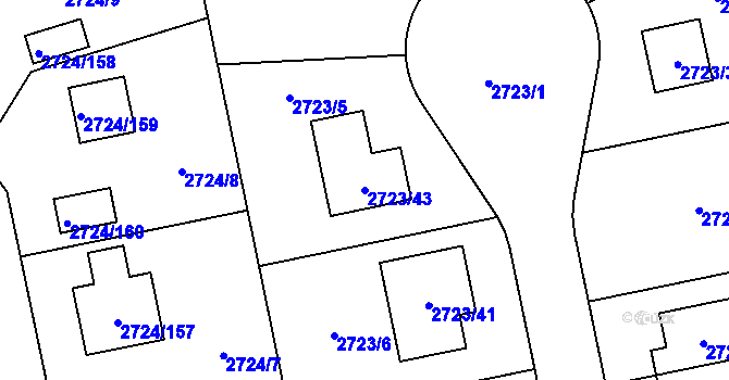 Parcela st. 2723/43 v KÚ Kylešovice, Katastrální mapa
