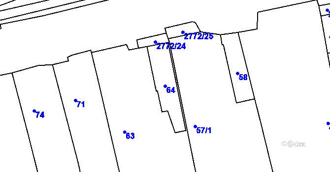 Parcela st. 64 v KÚ Kylešovice, Katastrální mapa