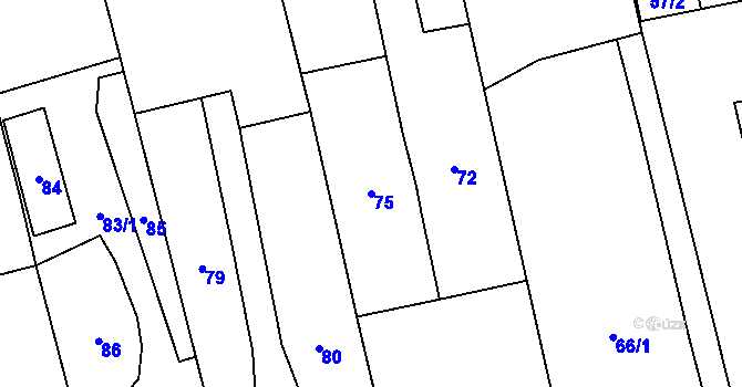 Parcela st. 75 v KÚ Kylešovice, Katastrální mapa