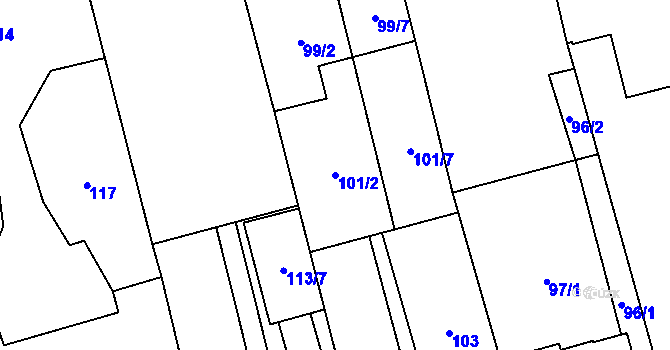 Parcela st. 101/2 v KÚ Kylešovice, Katastrální mapa