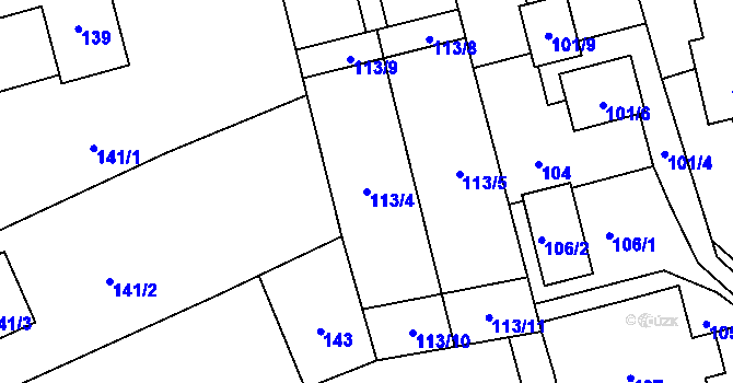 Parcela st. 113/4 v KÚ Kylešovice, Katastrální mapa