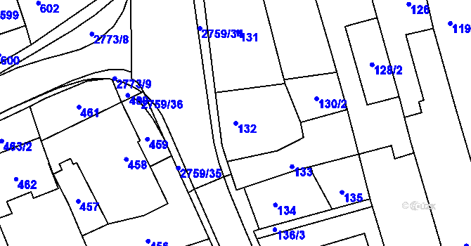 Parcela st. 132 v KÚ Kylešovice, Katastrální mapa