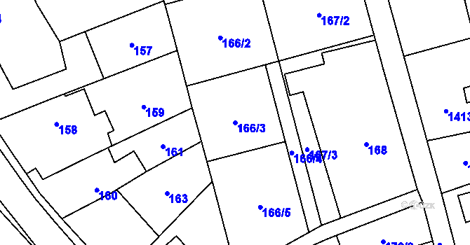 Parcela st. 166/3 v KÚ Kylešovice, Katastrální mapa