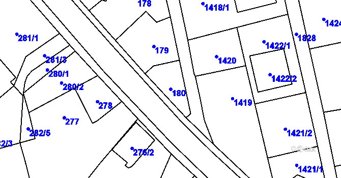 Parcela st. 180 v KÚ Kylešovice, Katastrální mapa