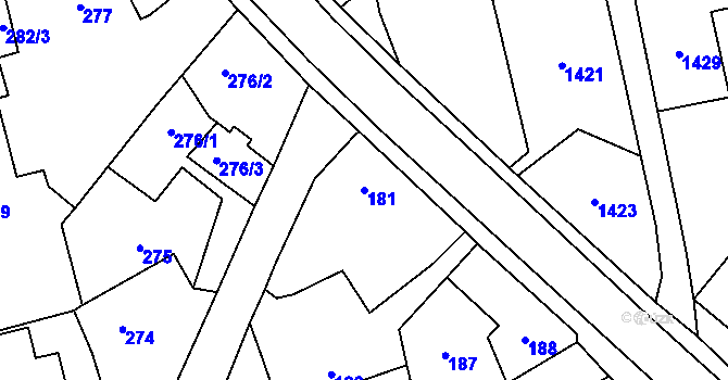 Parcela st. 181 v KÚ Kylešovice, Katastrální mapa