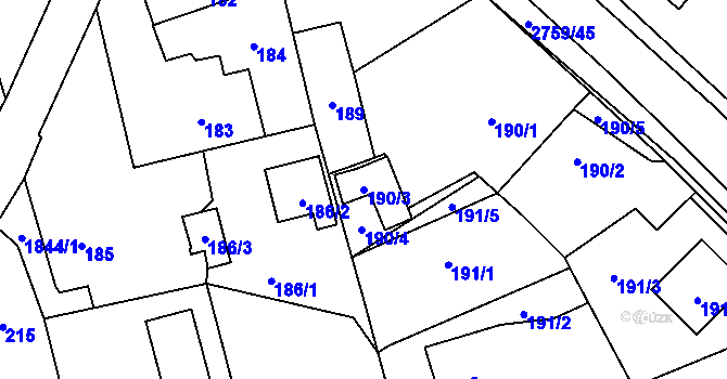 Parcela st. 190/3 v KÚ Kylešovice, Katastrální mapa