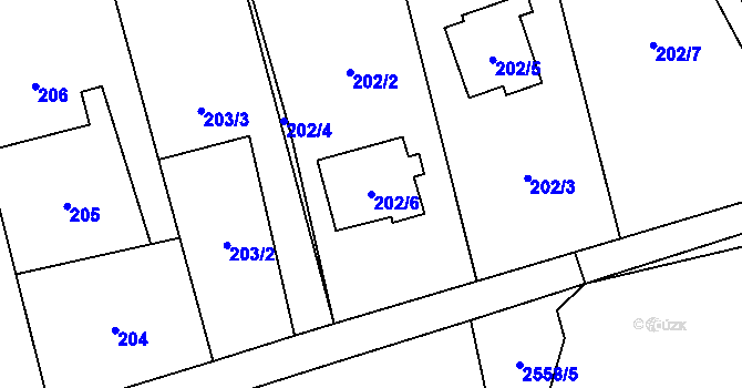 Parcela st. 202/6 v KÚ Kylešovice, Katastrální mapa