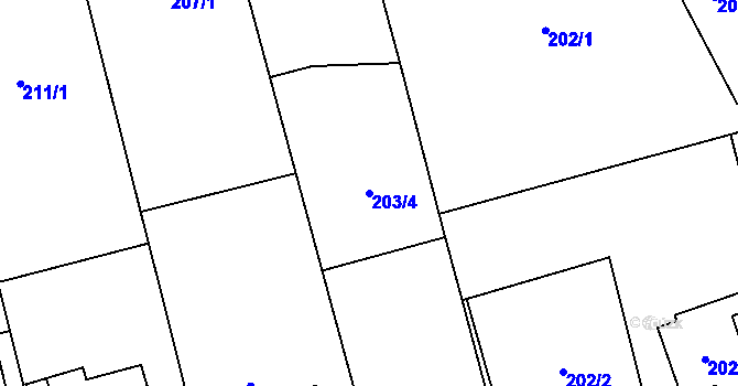 Parcela st. 203/4 v KÚ Kylešovice, Katastrální mapa