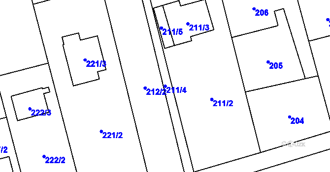 Parcela st. 211/4 v KÚ Kylešovice, Katastrální mapa