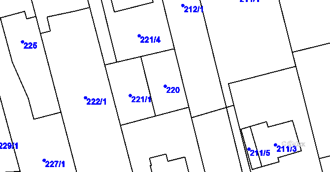 Parcela st. 220 v KÚ Kylešovice, Katastrální mapa