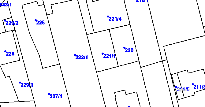 Parcela st. 221/1 v KÚ Kylešovice, Katastrální mapa