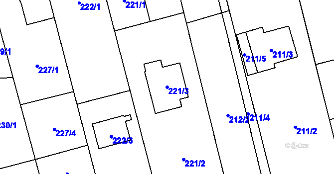 Parcela st. 221/3 v KÚ Kylešovice, Katastrální mapa