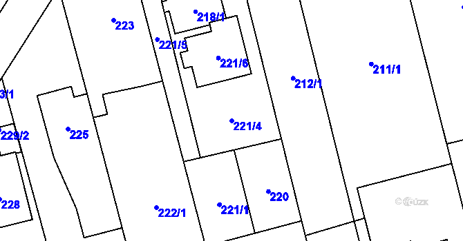 Parcela st. 221/4 v KÚ Kylešovice, Katastrální mapa