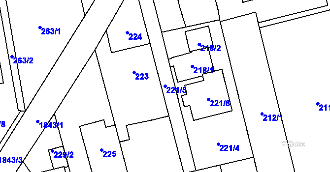 Parcela st. 221/5 v KÚ Kylešovice, Katastrální mapa
