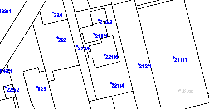 Parcela st. 221/6 v KÚ Kylešovice, Katastrální mapa