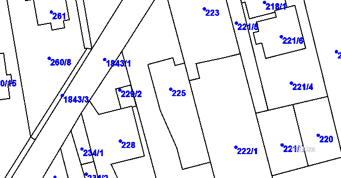 Parcela st. 225 v KÚ Kylešovice, Katastrální mapa