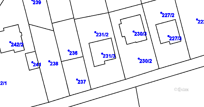 Parcela st. 231/3 v KÚ Kylešovice, Katastrální mapa
