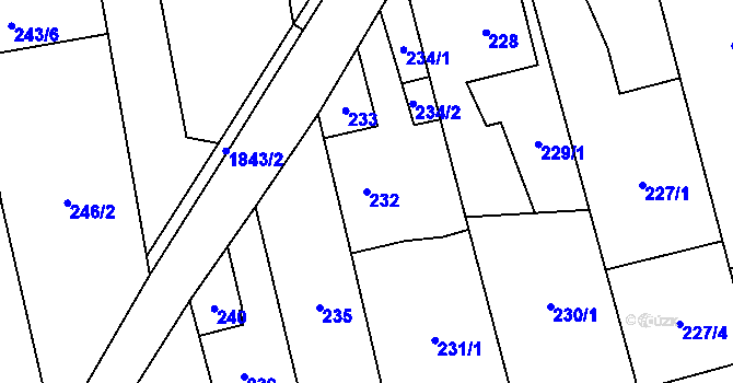 Parcela st. 232 v KÚ Kylešovice, Katastrální mapa