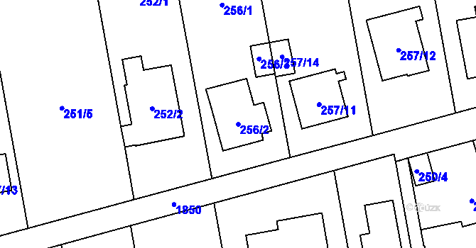 Parcela st. 256/2 v KÚ Kylešovice, Katastrální mapa