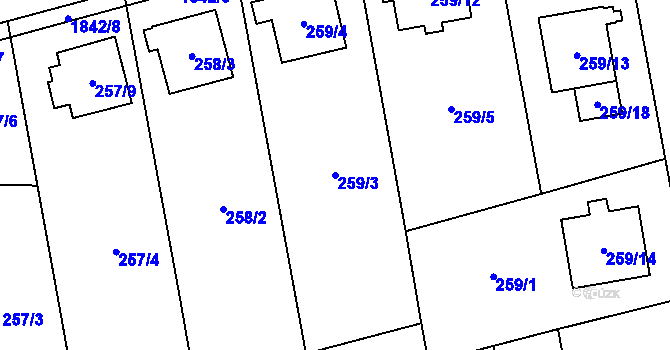 Parcela st. 259/3 v KÚ Kylešovice, Katastrální mapa