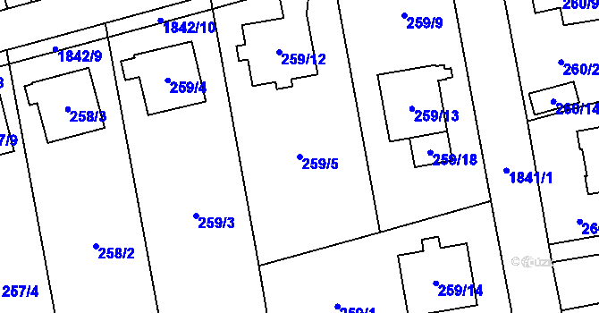 Parcela st. 259/5 v KÚ Kylešovice, Katastrální mapa