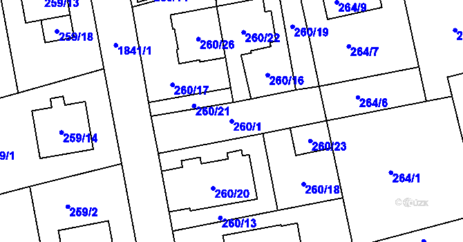 Parcela st. 260/1 v KÚ Kylešovice, Katastrální mapa