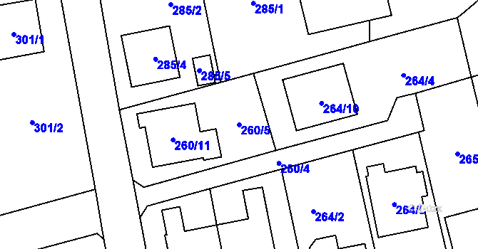 Parcela st. 260/5 v KÚ Kylešovice, Katastrální mapa