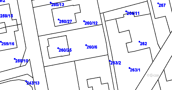 Parcela st. 260/6 v KÚ Kylešovice, Katastrální mapa