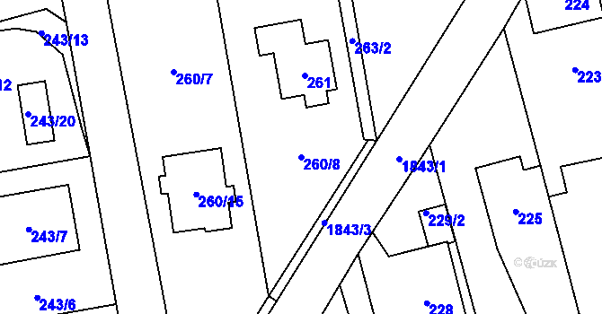 Parcela st. 260/8 v KÚ Kylešovice, Katastrální mapa