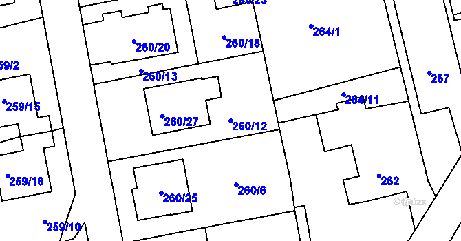 Parcela st. 260/12 v KÚ Kylešovice, Katastrální mapa