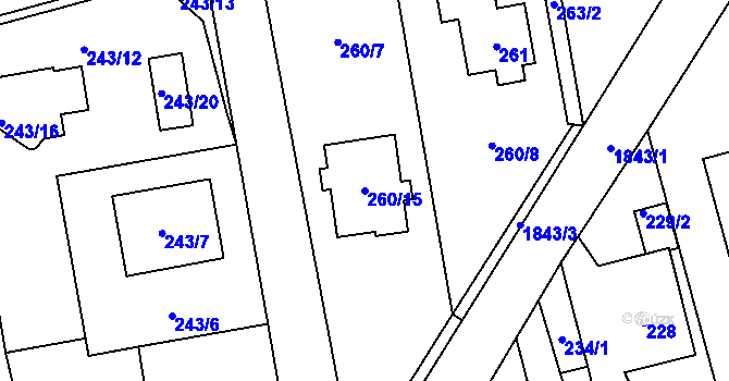Parcela st. 260/15 v KÚ Kylešovice, Katastrální mapa