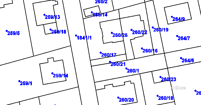 Parcela st. 260/17 v KÚ Kylešovice, Katastrální mapa