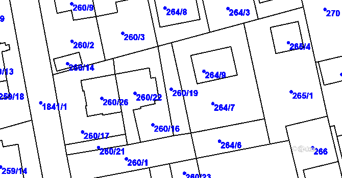 Parcela st. 260/19 v KÚ Kylešovice, Katastrální mapa