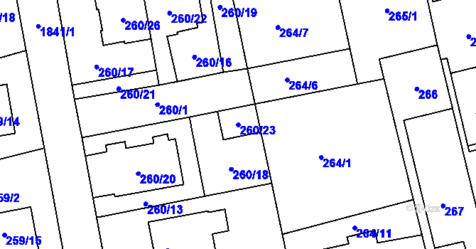 Parcela st. 260/23 v KÚ Kylešovice, Katastrální mapa
