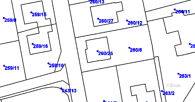 Parcela st. 260/25 v KÚ Kylešovice, Katastrální mapa