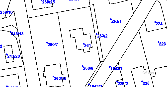 Parcela st. 261 v KÚ Kylešovice, Katastrální mapa