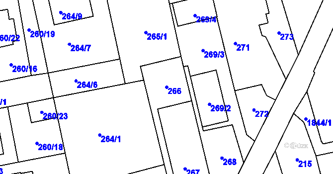 Parcela st. 266 v KÚ Kylešovice, Katastrální mapa
