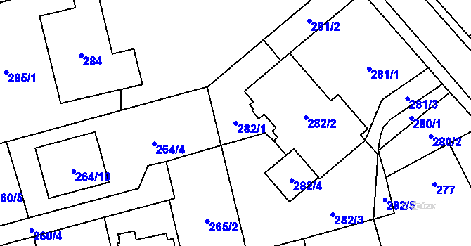 Parcela st. 282/1 v KÚ Kylešovice, Katastrální mapa