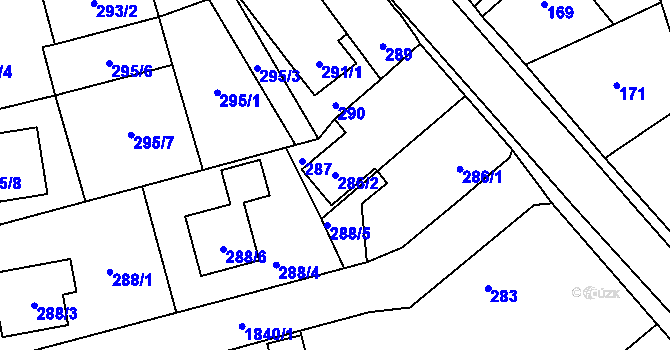 Parcela st. 286/2 v KÚ Kylešovice, Katastrální mapa