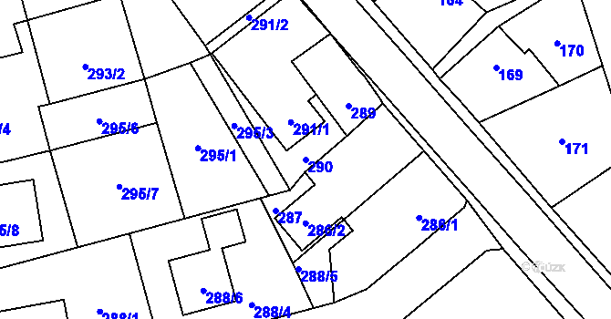 Parcela st. 290 v KÚ Kylešovice, Katastrální mapa