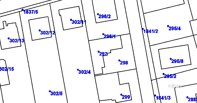 Parcela st. 297 v KÚ Kylešovice, Katastrální mapa