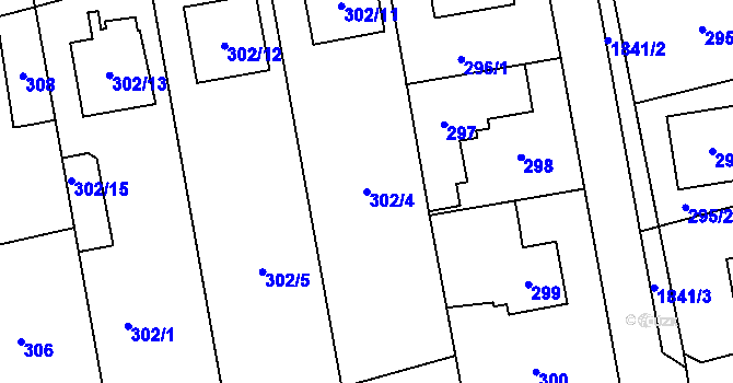Parcela st. 302/4 v KÚ Kylešovice, Katastrální mapa